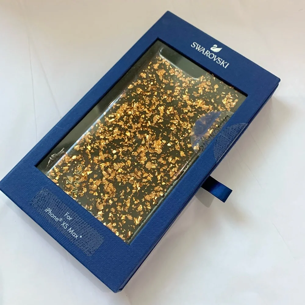 NEW Swarovski iPhone XS Max Case Gold Crystals Glitter Black NIB